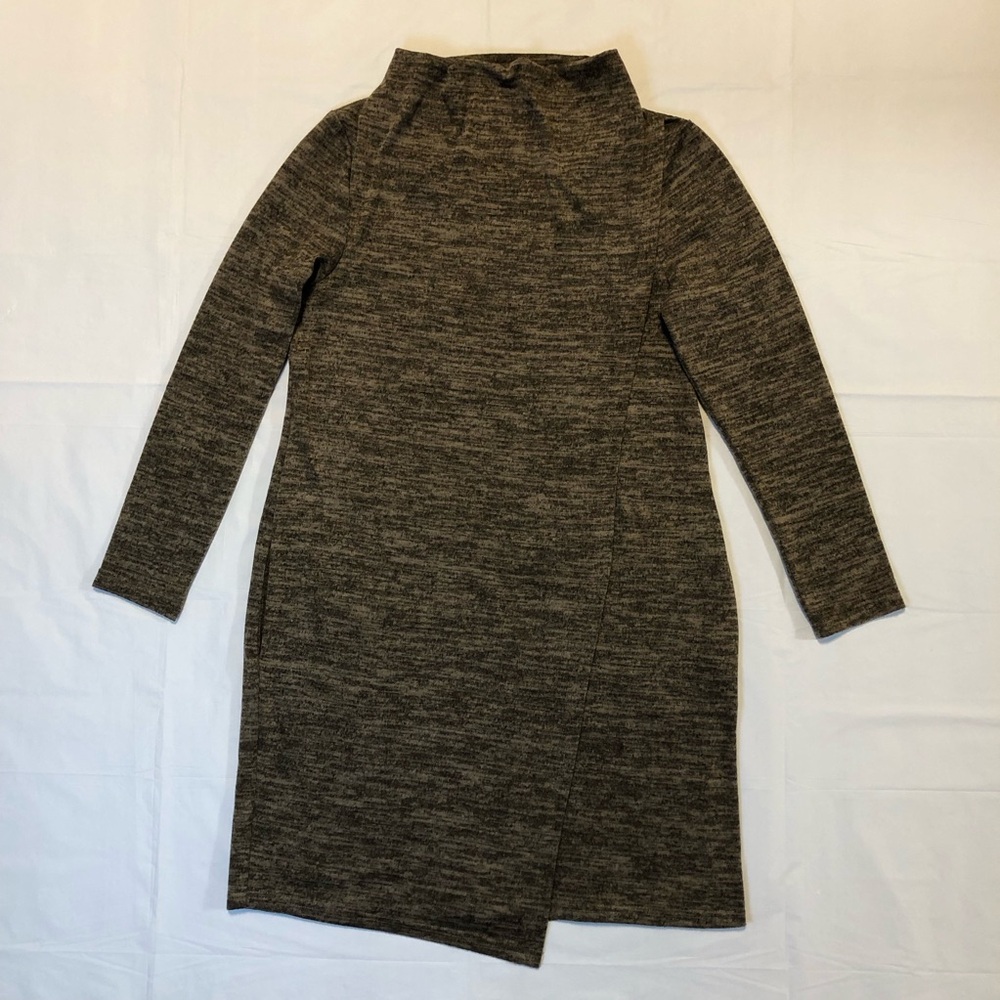 connected apparel Women’s Long Sleeve Pullover Stretch Wrap Brown Dress size 10